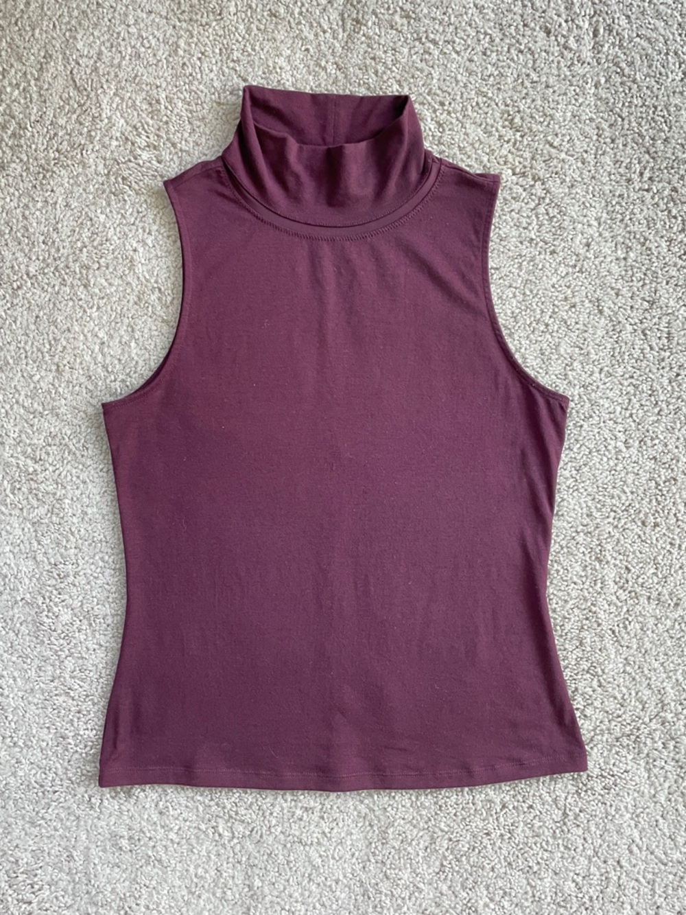 Athleta Maroon Sleeveless Mock Turtleneck Top with Back Mesh Panel Size Small